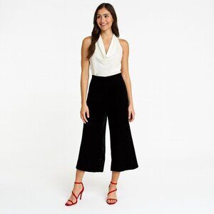 ZARA Size 28 Black Wide Leg Pants Soft Stretch Velvety Fabric Comfortable Fit